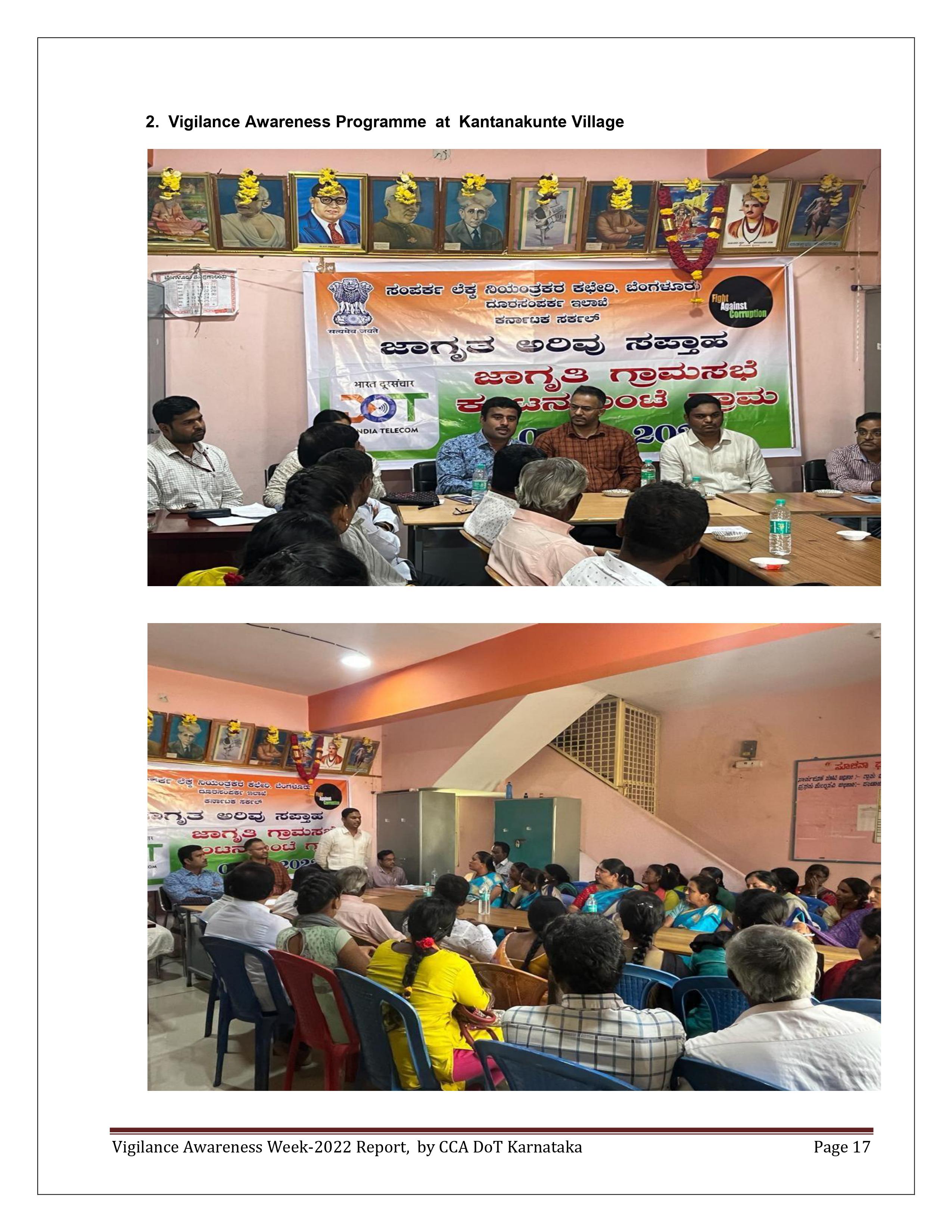 Vigilance Awareness Week-2022 Report by CCA Dot karnataka