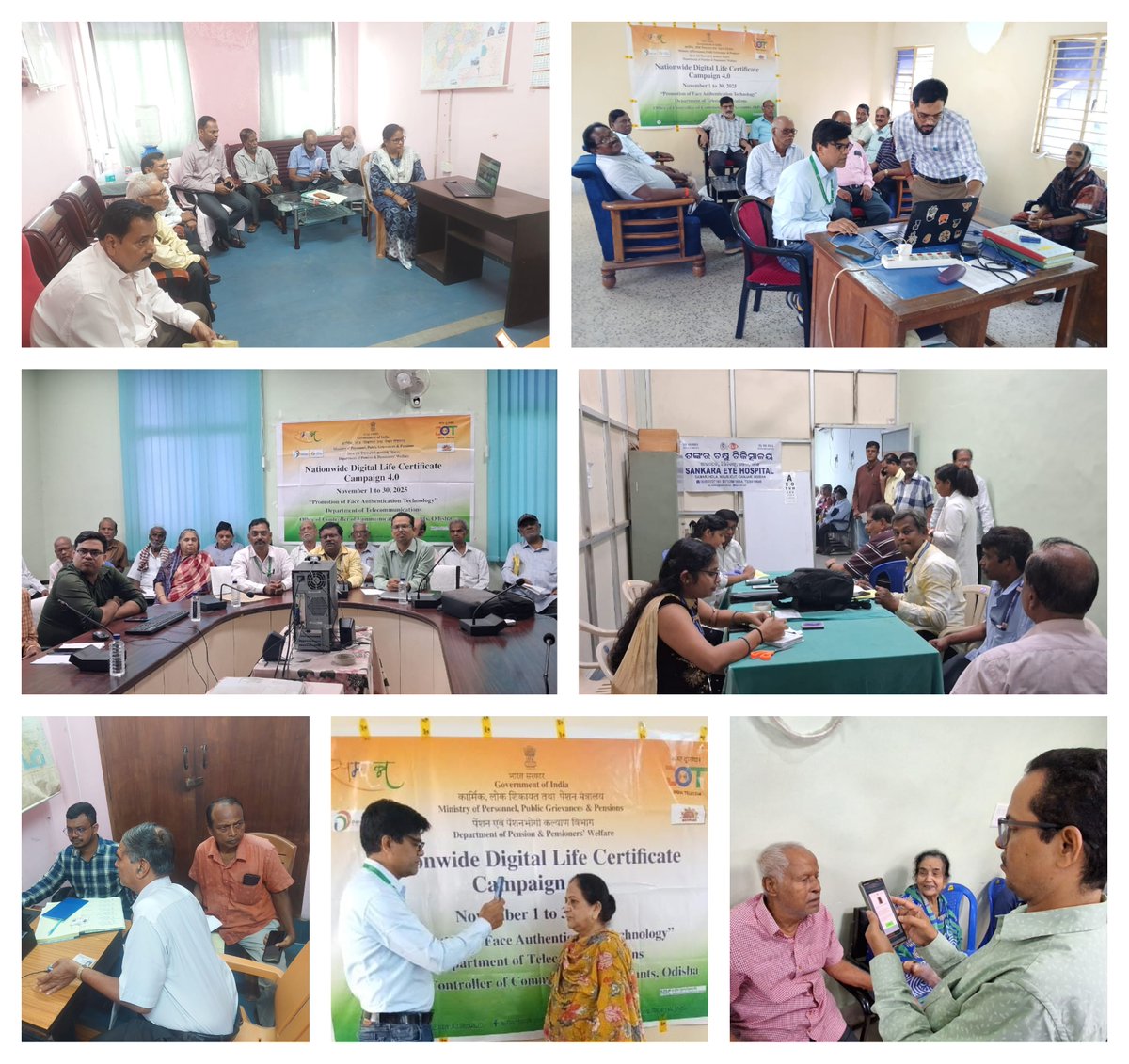 Digital Life Certificate Campaign 4.0 was organized on 03.11.2025 at Bhubaneswar, Sambalpur and Berhampur for DoT/BSNL pensioners and family pensioners. A health camp was also conducted for their well-being.