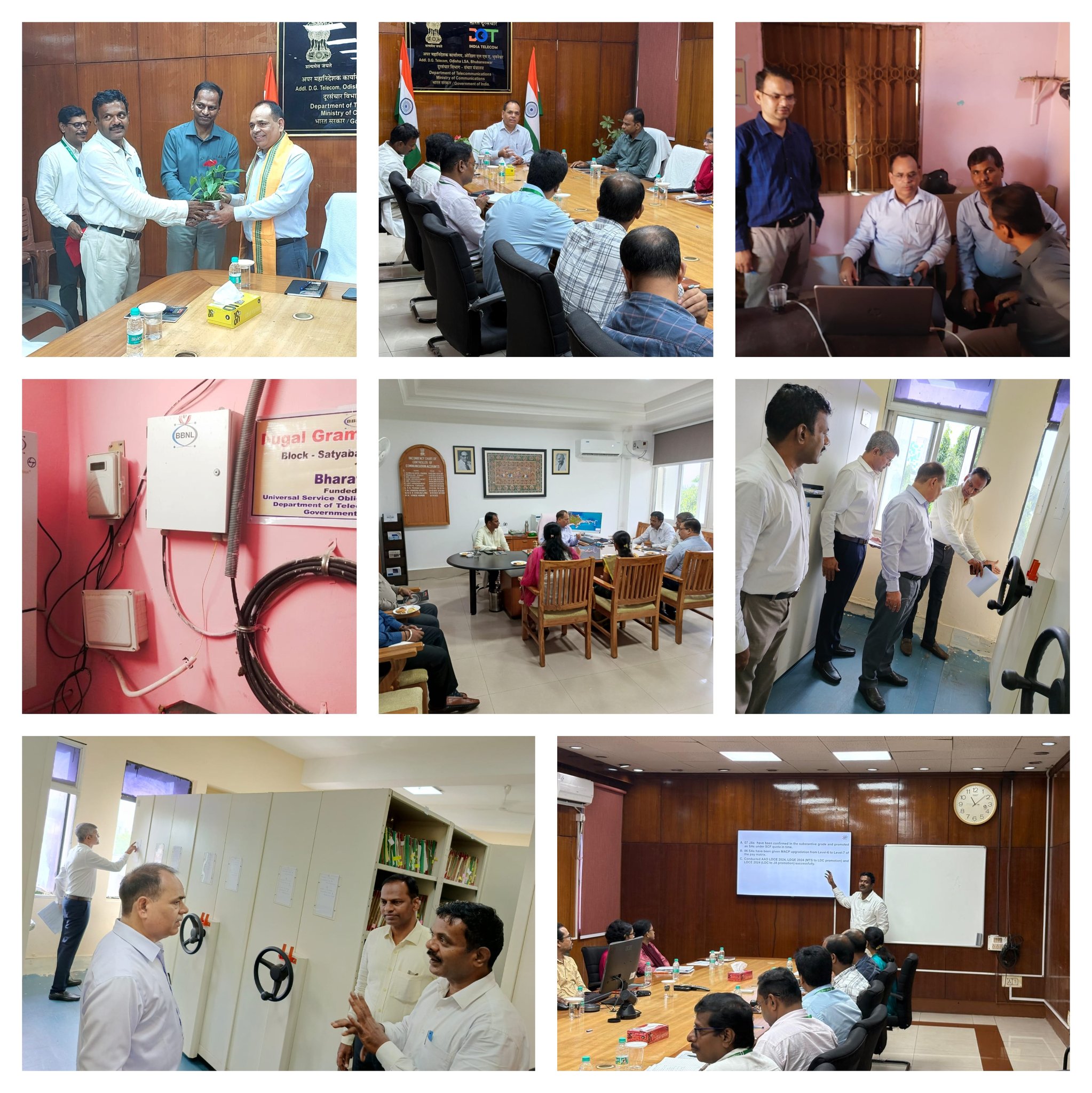 Shri Ashok Kumar, Pr. CCA (Central Region), visited CCA Odisha to review its status, inspected two BharatNet sites under DBN, and addressed the exit meeting of the Internal Audit conducted by the Pr. CCA team.