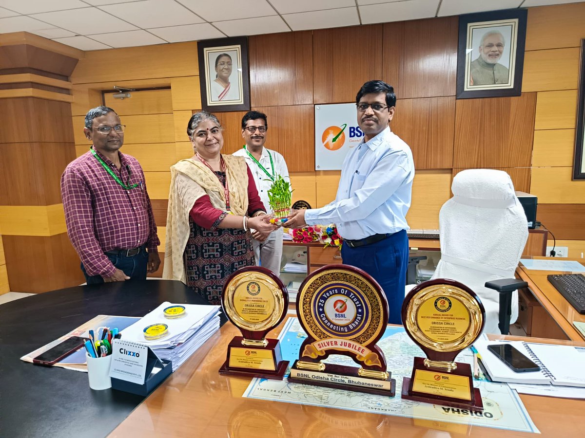 CCA Odisha congratulates CGM, BSNL Odisha Circle, Sh. D. K. Behera, and their Team for their outstanding achievements in being recognized as the Overall Best Performing Circle and Enterprise Business Leader.