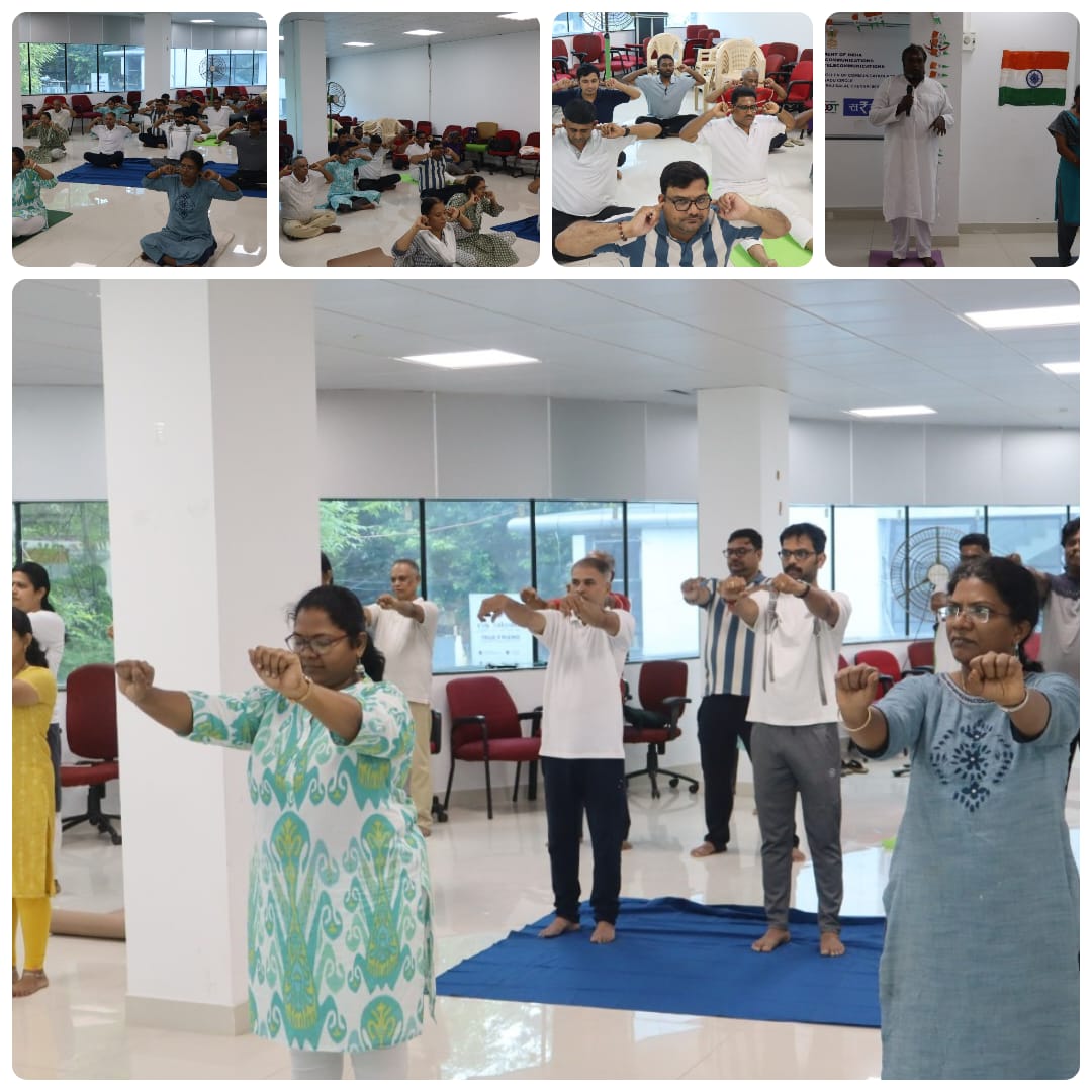 Officers and staff members enthusiastically participated in the yoga session - On the 12th International Day of Yoga 2026, O/o Pr.CCA, Tamil Nadu Circle